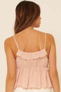 Kiss Me Quick Ruffled Lace-Trim Cami Top - ShopPromesa