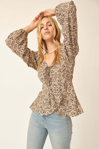 Strange Magic Paisley Tulip-Hem Peasant Top - ShopPromesa