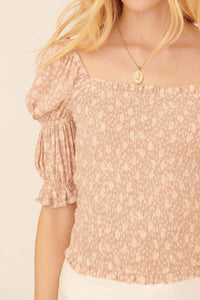 Bouquet in Bloom Smocked Floral Peasant Top - ShopPromesa