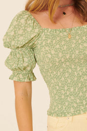 Bouquet in Bloom Smocked Floral Peasant Top - ShopPromesa