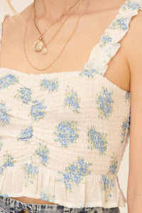 Flowering Love Smocked Floral Crop Cami Top - ShopPromesa