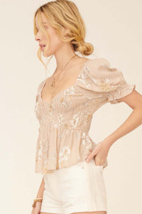 Thoughts of Love Smocked Floral Peasant Top - ShopPromesa