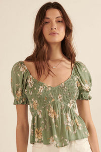 Thoughts of Love Smocked Floral Peasant Top - ShopPromesa