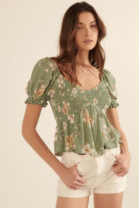 Thoughts of Love Smocked Floral Peasant Top - ShopPromesa