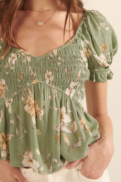 Thoughts of Love Smocked Floral Peasant Top - ShopPromesa