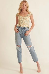 Meadow Bright Ruffled Floral Crop Top - ShopPromesa