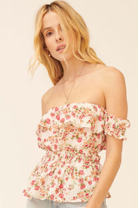 Lovely Blooms Ruffled Floral Off-Shoulder Top - ShopPromesa