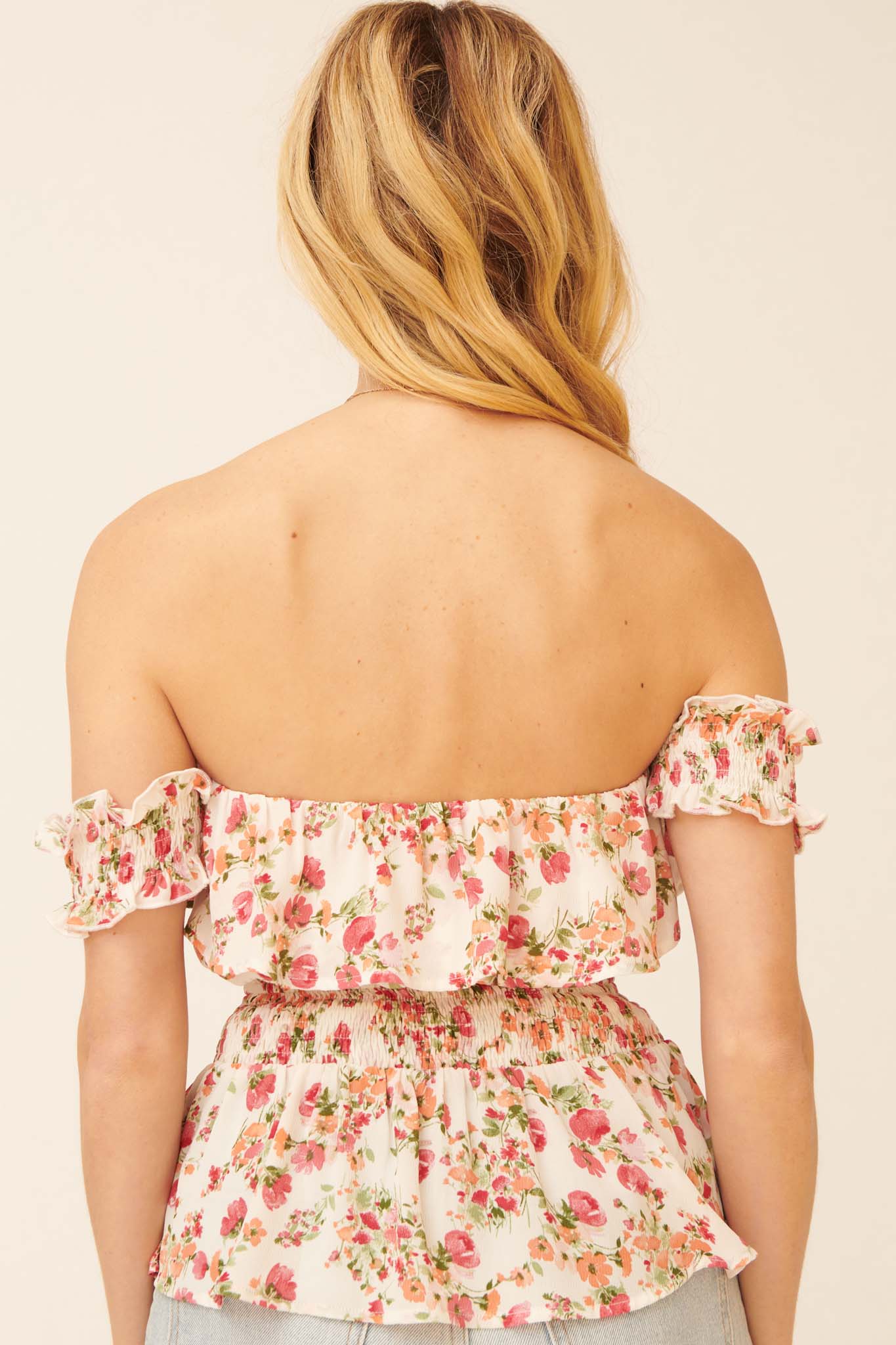 Lovely Blooms Ruffled Floral Off-Shoulder Top - ShopPromesa