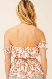 Lovely Blooms Ruffled Floral Off-Shoulder Top - ShopPromesa