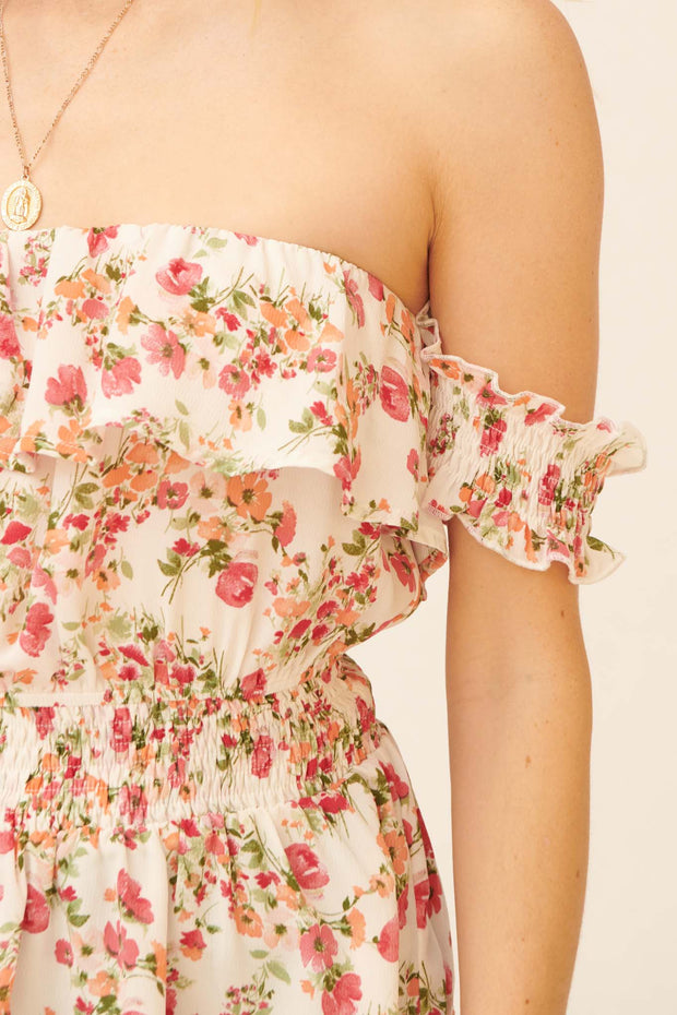 Lovely Blooms Ruffled Floral Off-Shoulder Top - ShopPromesa