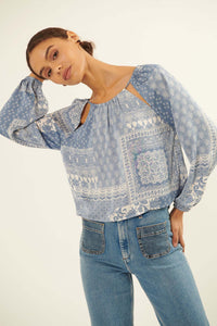 Bandana Split Patchwork-Print Peasant Top - ShopPromesa