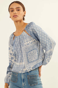 Bandana Split Patchwork-Print Peasant Top - ShopPromesa