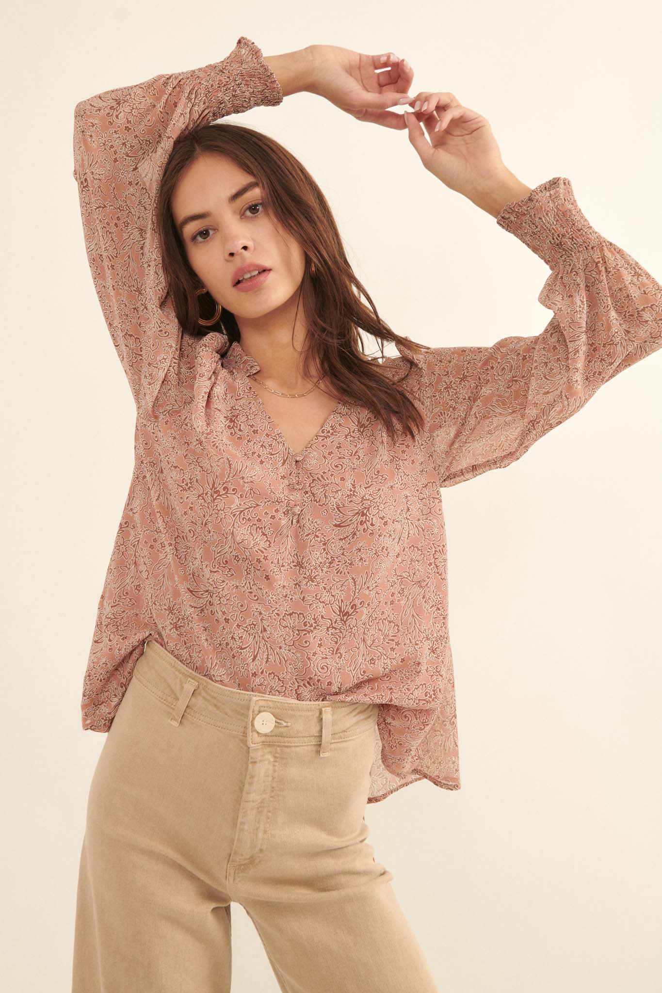 Perennial Perfection Floral Puff-Sleeve Top - ShopPromesa