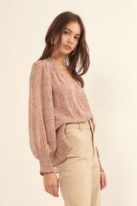 Perennial Perfection Floral Puff-Sleeve Top - ShopPromesa