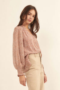 Perennial Perfection Floral Puff-Sleeve Top - ShopPromesa