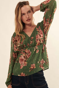 Enchanting Beauty Floral Chiffon Peasant Top - ShopPromesa