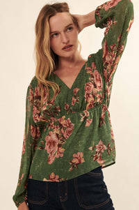 Enchanting Beauty Floral Chiffon Peasant Top - ShopPromesa