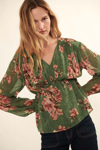 Enchanting Beauty Floral Chiffon Peasant Top - ShopPromesa