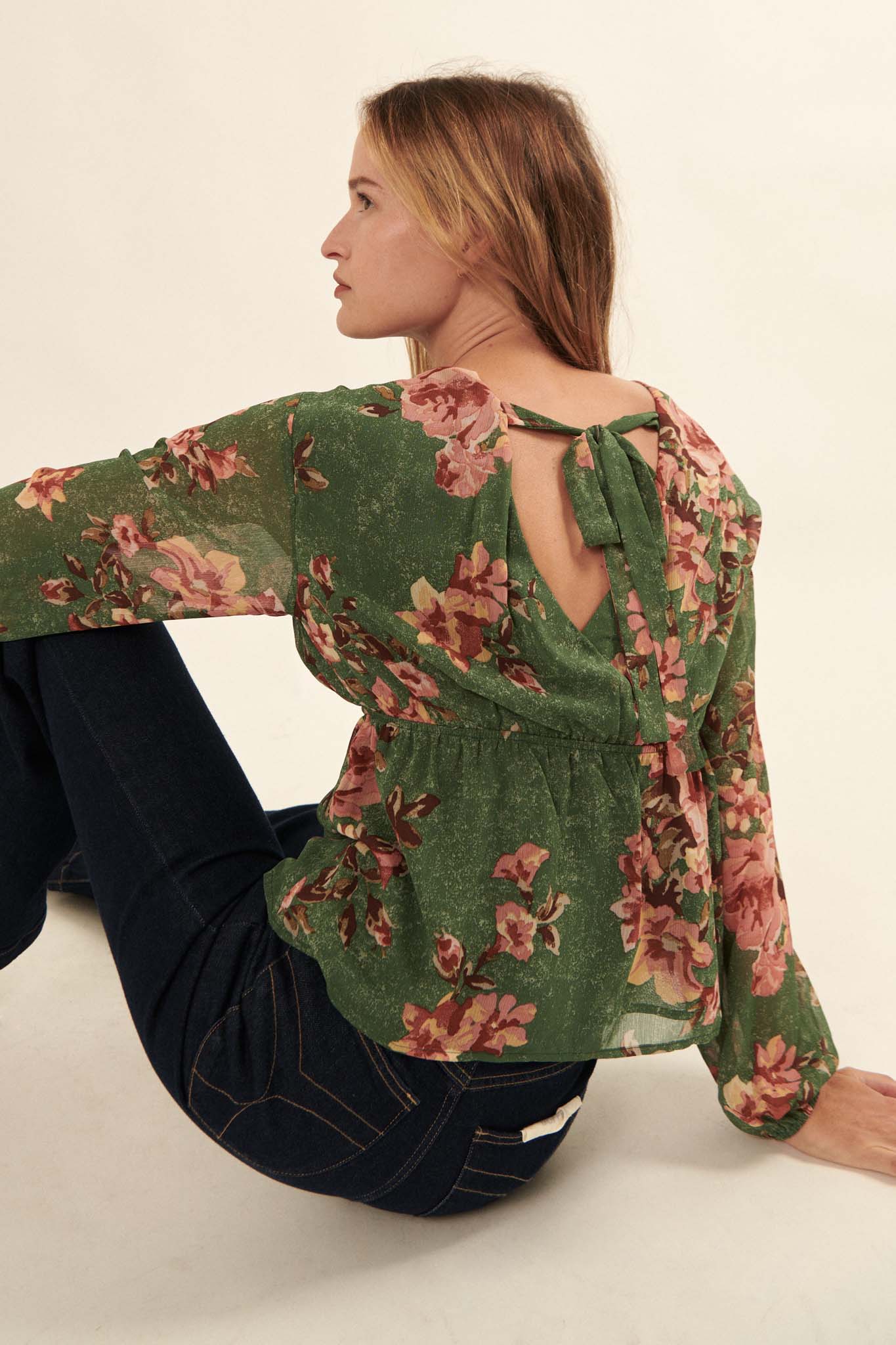 Enchanting Beauty Floral Chiffon Peasant Top - ShopPromesa