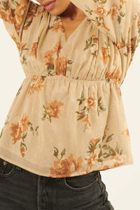 Enchanting Beauty Floral Chiffon Peasant Top - ShopPromesa