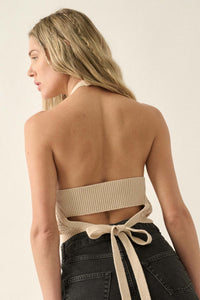 Check Yourself Checker Crochet Knit Halter Top - ShopPromesa