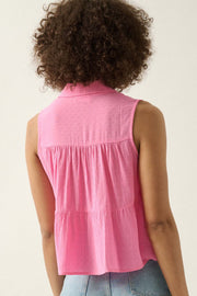 Lovely Day Tiered Ruffle Sleeveless Button-Up Top - ShopPromesa
