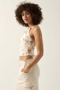 Honolulu Hideaway Floral Lace-Up Back Halter Top - ShopPromesa