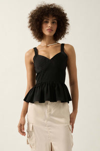 Everyday Elegance Pleated Satin Peplum Cami Top - ShopPromesa