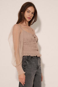 Princess Perfect Smocked Chiffon-Sleeve Top - ShopPromesa