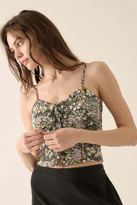 Garden of Love Floral Crepe Button-Front Cami Top - ShopPromesa