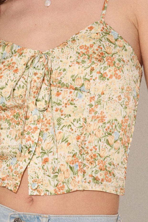 Garden of Love Floral Crepe Button-Front Cami Top - ShopPromesa