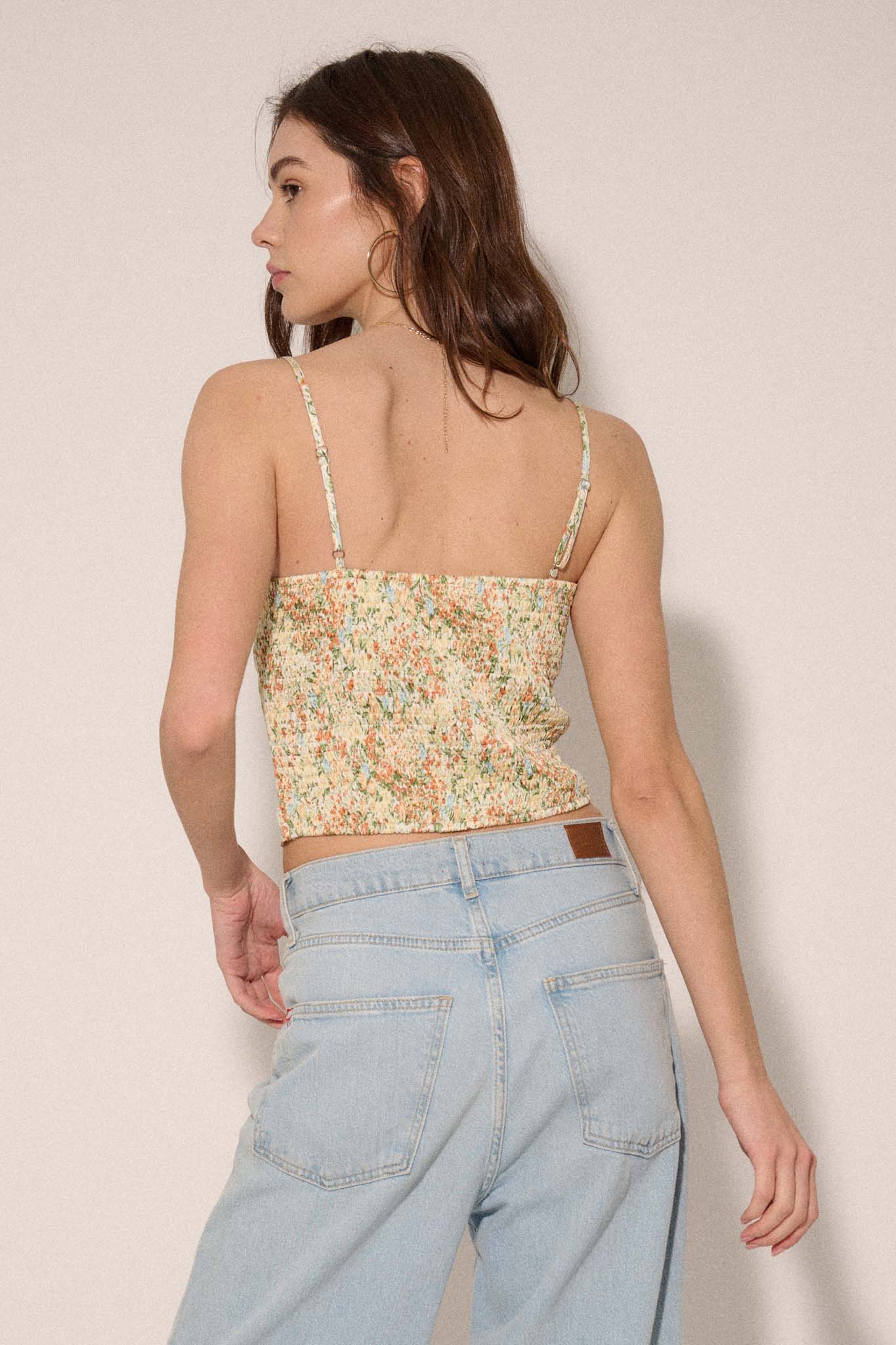 Garden of Love Floral Crepe Button-Front Cami Top - ShopPromesa