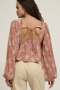 Going for Baroque Lace-Trimmed Floral Peasant Top - ShopPromesa