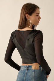 After Dark Velvet and Mesh Cropped Corset Top - ShopPromesa