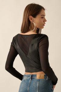 After Dark Velvet and Mesh Cropped Corset Top - ShopPromesa